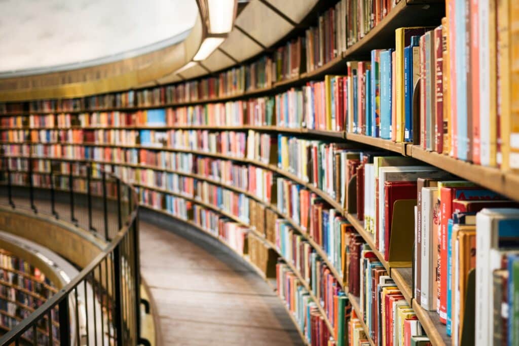 shelves of books